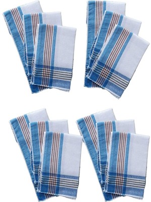 Elif Mira 12 Li El Cep Yaka Kumaş Mendil 30X30 cm 100 Pamuklu Şah