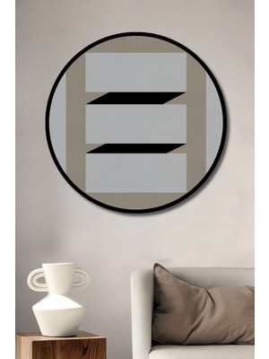 Teona Ahşap Çerçeve Görünümlü Modern Minimalist Soyut Ahşap Mdf Dekoratif Ev Duvar Tablo Yuvarlak Ev Duvar Tablo