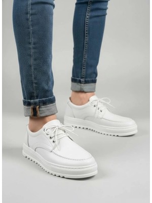 Beruflic JY-T12X Arts Bağcıklı Cilt Erkek Günlük Spor Klasik Ayakkabı Cbt - Beyaz