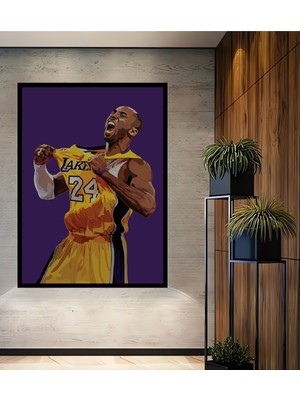 Teona Ahşap Çerçeve Görünümlü Kobe Bryant Efsanesi Ahşap Mdf Dekoratif Ev Duvar Tablo Dikdörtgen Ev Duvar Tablo