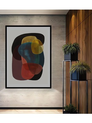 Teona Ahşap Çerçeve Görünümlü Soyut Renklerin Dansı Dekoratif Ahşap Mdf Ev Duvar Tablo Dikdörtgen Ev Duvar Tablo