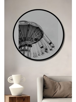 Teona Ahşap Çerçeve Görünümlü Dönme Dolap Rüzgarında Ahşap Mdf Dekoratif Ev Duvar Tablo Yuvarlak Ev Duvar Tablo