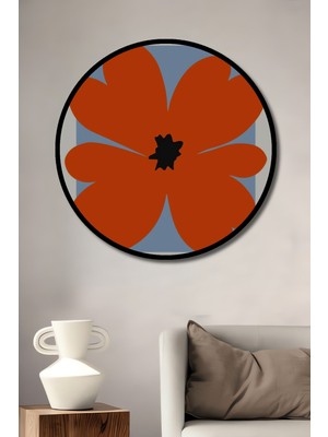 Teona Ahşap Çerçeve Görünümlü Botanique Çiçek Motifli Ahşap Mdf Dekoratif Ev Duvar Tablo Yuvarlak Ev Duvar Tablo