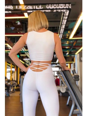 Alışveriş Sokağı Dar Kesim Spor Tayt Toparlayıcı Dekolte Tasarım Ekstra Yüksek Bel