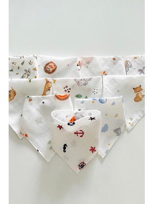 Coolminies 5 Adet Karışık Erkek Desen %100 Pamuk Müslin Kumaş Iki Çıtçıtlı Bebek Önlük,salya Önlüğü