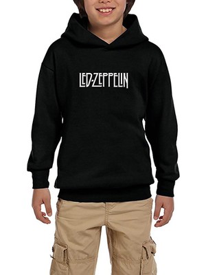 Zepplin Giyim LED Zeppelin Logo Siyah Çocuk Kapşonlu Sweatshirt