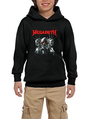 Zepplin Giyim Megadeth Robot Siyah Çocuk Kapşonlu Sweatshirt