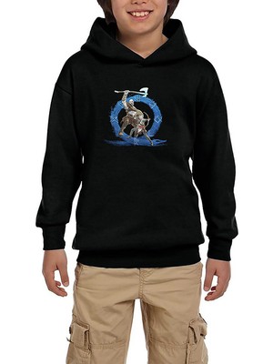 Zepplin Giyim God Of War Ragnarok Kratos Atreus Cartoon Siyah Çocuk Kapşonlu Sweatshirt