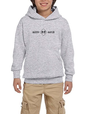 Zepplin Giyim Marilyn Manson Logo And Text Gri Çocuk Kapşonlu Sweatshirt