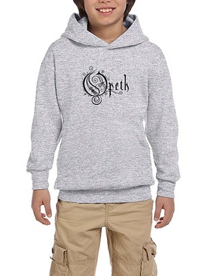 Zepplin Giyim Opeth Logo Classic 2 Gri Çocuk Kapşonlu Sweatshirt