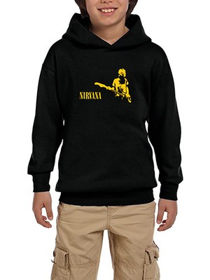 Zepplin Giyim Nirvana Kurt Cobain Siyah Çocuk Kapşonlu Sweatshirt