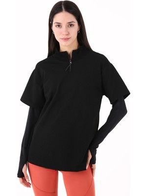 Scorp Chill Kadın Uzun Kollu Koşu Tişörtü Sweatshirt Siyah