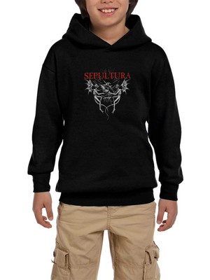 Zepplin Giyim Sepultura Angel Siyah Çocuk Kapşonlu Sweatshirt