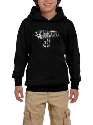 Zepplin Giyim Gorgoroth Amblem Siyah Çocuk Kapşonlu Sweatshirt