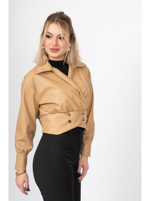 MissVina Chromeedge Asymmetric Leather Blouse – 7759