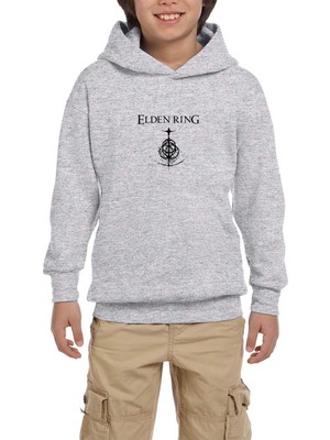 Zepplin Giyim Elden Ring Logo Gri Çocuk Kapşonlu Sweatshirt
