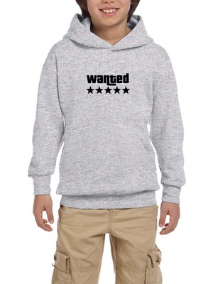 Zepplin Giyim Wanted Gri Çocuk Kapşonlu Sweatshirt