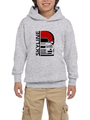 Zepplin Giyim Skyline Gri Çocuk Kapşonlu Sweatshirt
