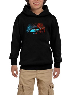Zepplin Giyim Lamborghni Blue Red Neon Siyah Çocuk Kapşonlu Sweatshirt