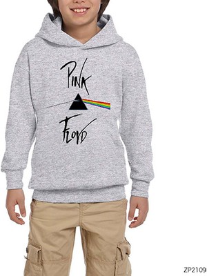 Zepplin Giyim Pink Floyd Dark Side Of Moon White Gri Çocuk Kapşonlu Sweatshirt