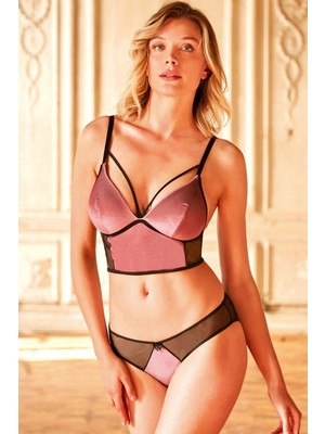 Beruflic Kadife Balensiz Desteksiz Dolgusuz Yaka Detaylı Bralet Sütyen ve Slip Takım