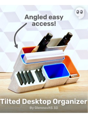 Noctabir Eğimli Masaüstü Düzenleyici (Minimum, Modern ve Renkli Saklama Alanı)