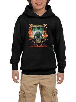 Zepplin Giyim Megadeth New Order World Siyah Çocuk Kapşonlu Sweatshirt
