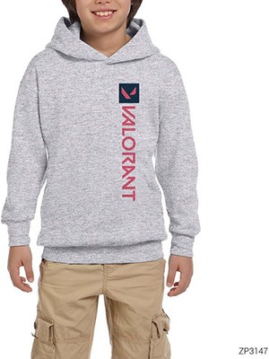 Zepplin Giyim Val. Vertical Gri Çocuk Kapşonlu Sweatshirt