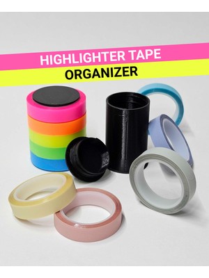 Noctabir Vidalı Kapaklı Vurgulayıcı Bant Tutucusu | 5 Rulo 8 mm Genişlikte Kraft Bant | Washi Bant Organizatörü