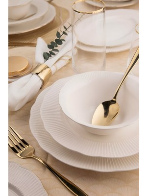 Kütahya Porselen Bone Ilay 51 Parça 12 Kişilik Yemek Takımı Bulaşık Makinesinde Yıkanabilir Beyaz