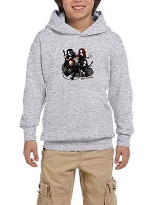 Zepplin Giyim Dark Funeral Anime Gri Çocuk Kapşonlu Sweatshirt