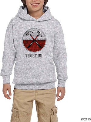 Zepplin Giyim Pink Floyd The Wall Hammer Trust Us Gri Çocuk Kapşonlu Sweatshirt