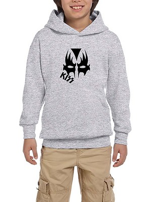 Zepplin Giyim Kiss Mask Gri Çocuk Kapşonlu Sweatshirt
