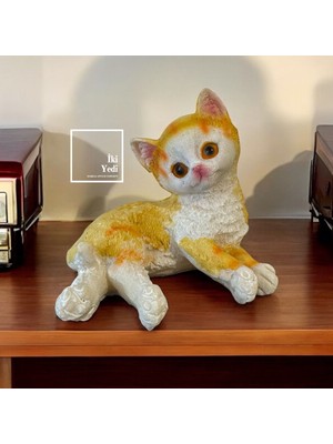 İki Yedi Konsept Minicat 77-1 Küçük Kedi Dekoru Dekoratif Obje Hayvan Biblolar Ev Ofis Dekorasyonu Veteriner Petshop