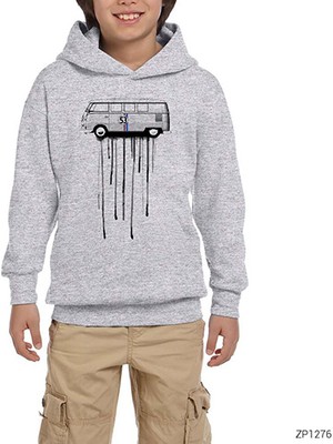 Zepplin Giyim Volkswagen Paint Gri Çocuk Kapşonlu Sweatshirt