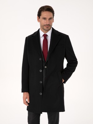 Cacharel Erkek Siyah Slim Fit %100 Kaşmir Palto 50314889-VR046