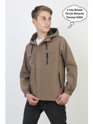 Asyakids Club Erkek Çocuk Kapüşonlu Cepli Astarlı Mevsimlik Yağmurluk
