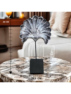 İki Yedi Konsept Masche Ginkgo Yaprak Tasarımlı Dekoratif Obje Gümüş Renk Masaüstü Raf Süsü Ev ve Ofis Dekorasyonu