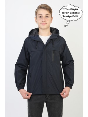 Asyakids Club Erkek Çocuk Kapüşonlu Cepli Astarlı Mevsimlik Yağmurluk