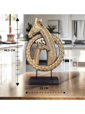 İki Yedi Konsept Zlamour Zürafa Figürlü Dekoratif Obje Büyük Boy Biblo Anne Yavru Zürafa Heykeli Ev ve Ofis Hediyesi