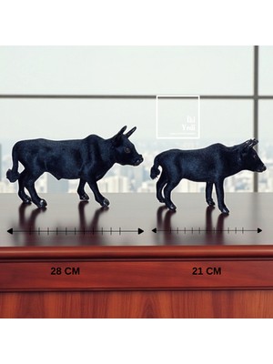 İki Yedi Konsept Hunlee Siyah Dekoratif Boğa Figürü Seti – 28 cm ve 21 cm Heykel, Modern Ev ve Ofis Aksesuarı