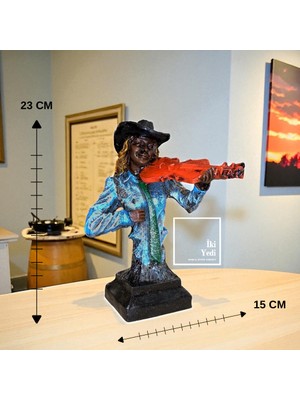 İki Yedi Konsept Reverdi Müzik Grubu Müzisyen Biblo Heykel Dekoratif Obje Çello Keman Gitar Akordiyon 77-1