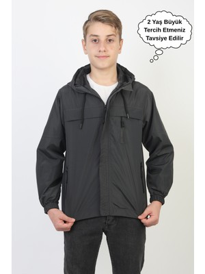 Asyakids Club Erkek Çocuk Kapüşonlu Cepli Astarlı Mevsimlik Yağmurluk
