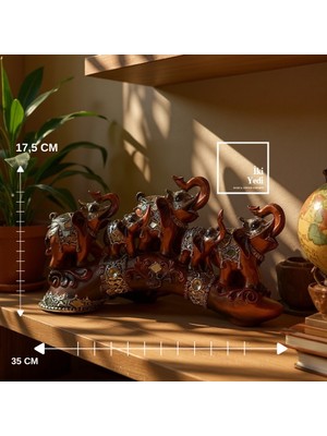 İki Yedi Konsept Joao 77-3 Fil Ailesi Biblo | Bereket, Aile ve Uyum Sembolü Dekoratif Obje 5'li Sıralı Fil Figürü