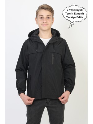 Asyakids Club Erkek Çocuk Kapüşonlu Cepli Astarlı Mevsimlik Yağmurluk