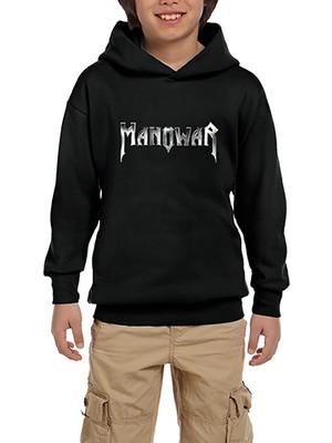 Zepplin Giyim Manowar Graphic Siyah Çocuk Kapşonlu Sweatshirt
