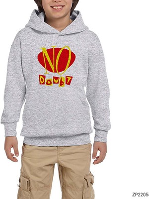 Zepplin Giyim No Doubt Logo Gri Çocuk Kapşonlu Sweatshirt