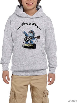 Zepplin Giyim Metallica Animal Rock N Roll Gri Çocuk Kapşonlu Sweatshirt