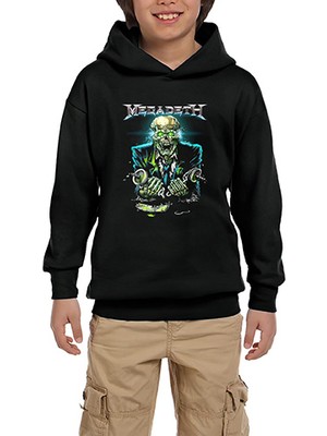 Zepplin Giyim Megadeth Skull Riot Siyah Çocuk Kapşonlu Sweatshirt
