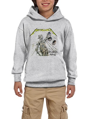 Zepplin Giyim Metallica And Justice For All Gri Çocuk Kapşonlu Sweatshirt